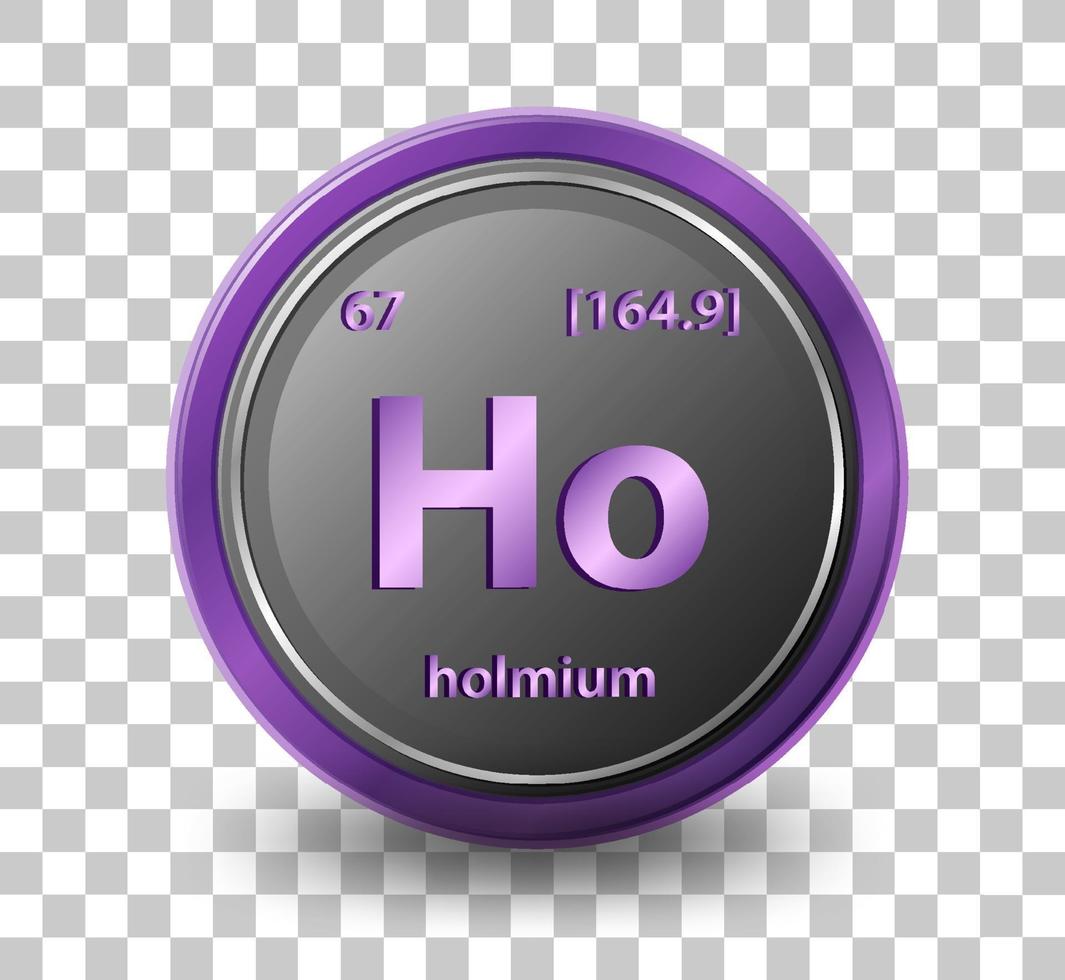 Holmium chemical element. Chemical symbol with atomic number and atomic mass. vector