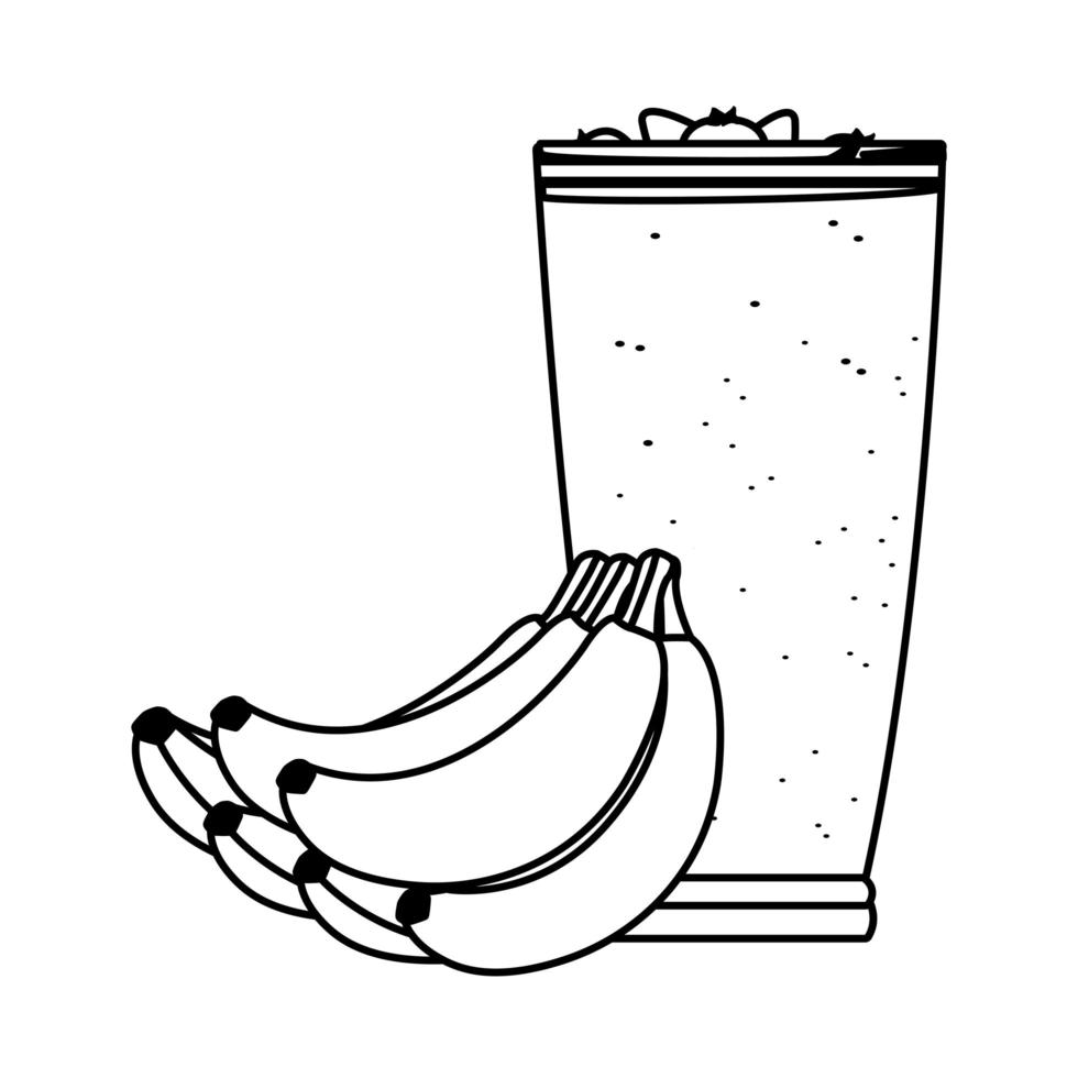 tropical fruit and smoothie drink in black and white vector