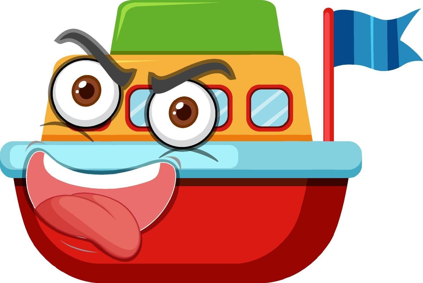 Boat toy cartoon character with facial expression vector