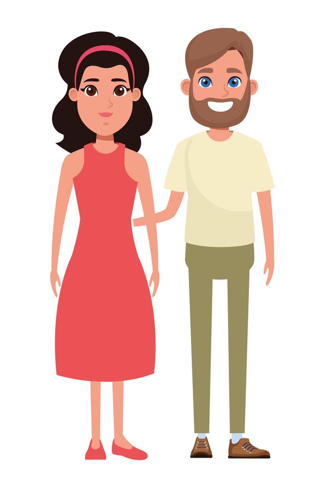 couple avatar cartoon character portrait vector