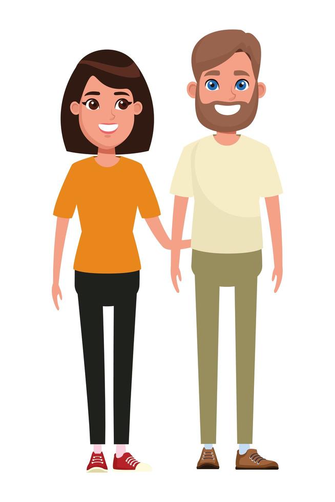 couple avatar cartoon character portrait vector
