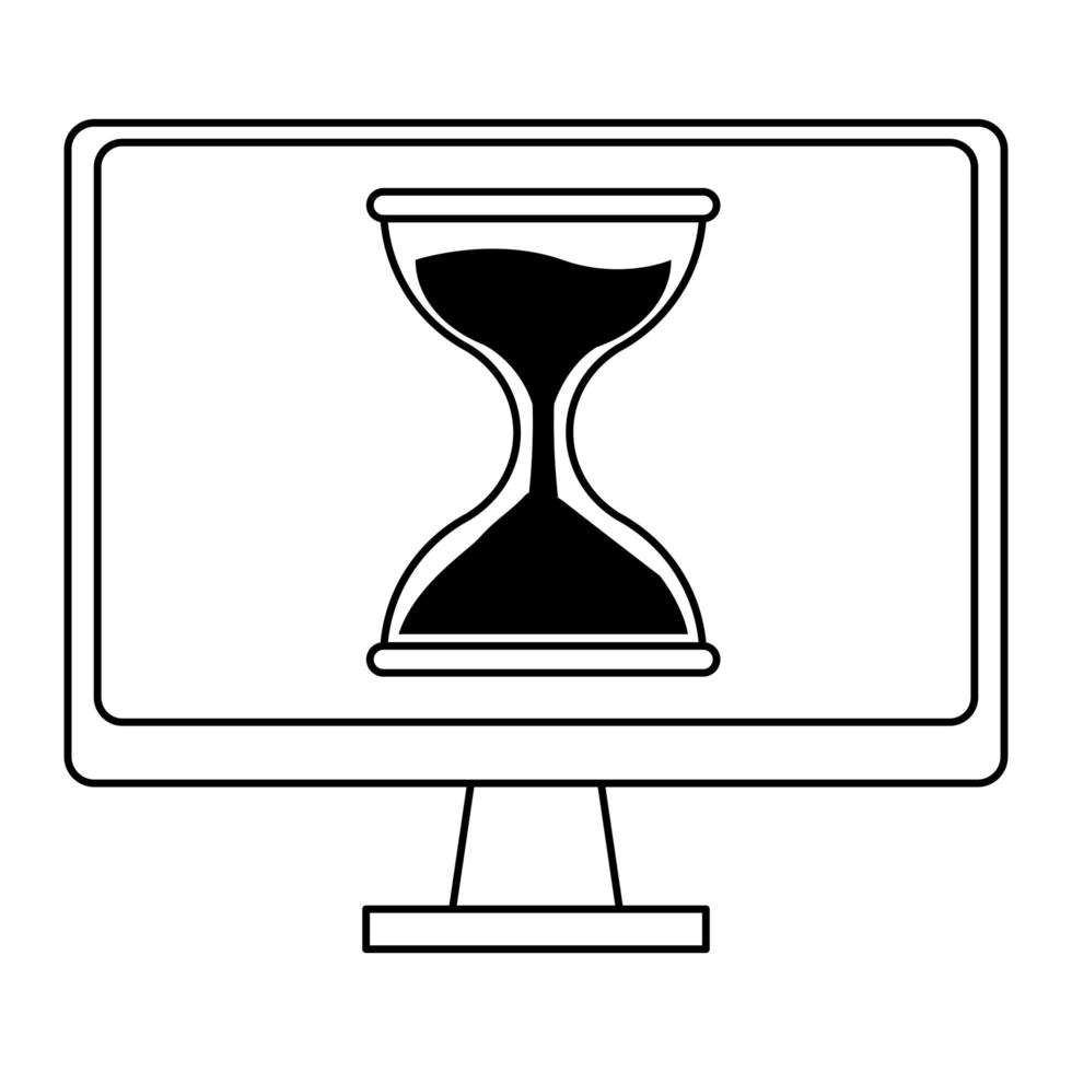 computer screen techonology icon cartoon in black and white vector