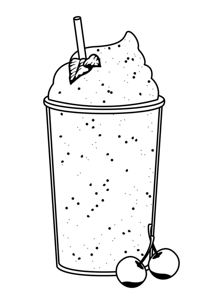 tropical fruit and smoothie drink in black and white vector