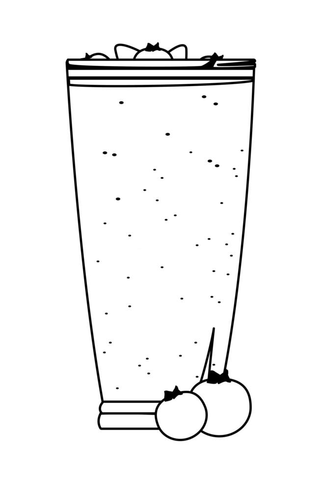 tropical fruit and smoothie drink in black and white vector