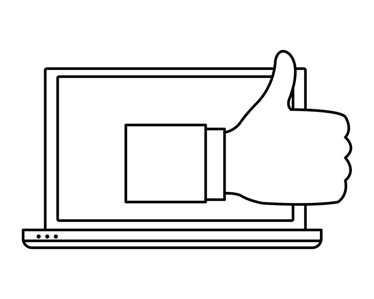 computer screen techonology icon cartoon in black and white vector