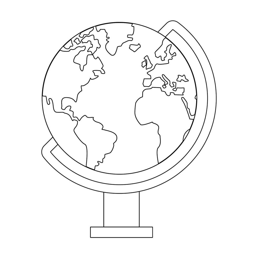 símbolo de viaje del globo del mundo aislado en blanco y negro vector