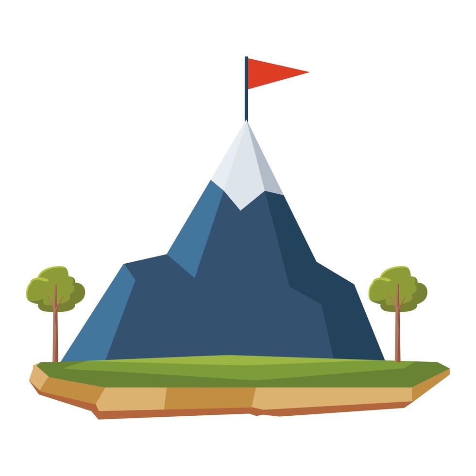 snowy mountain landscape icon cartoon vector