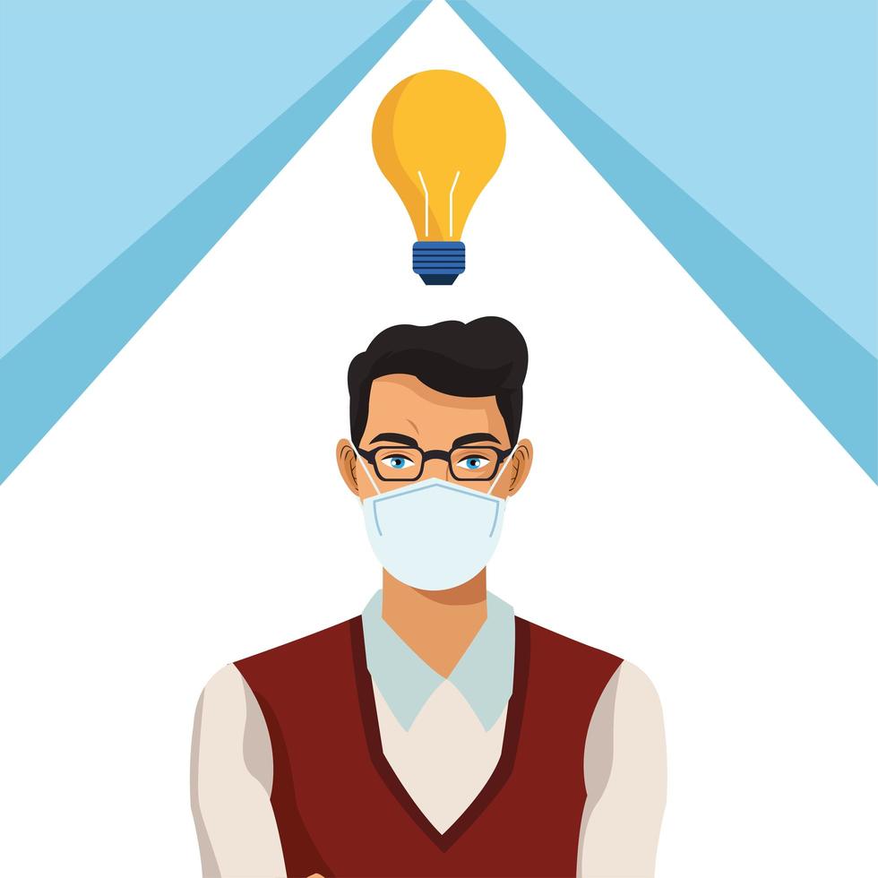 businessman working and wearing medical mask vector