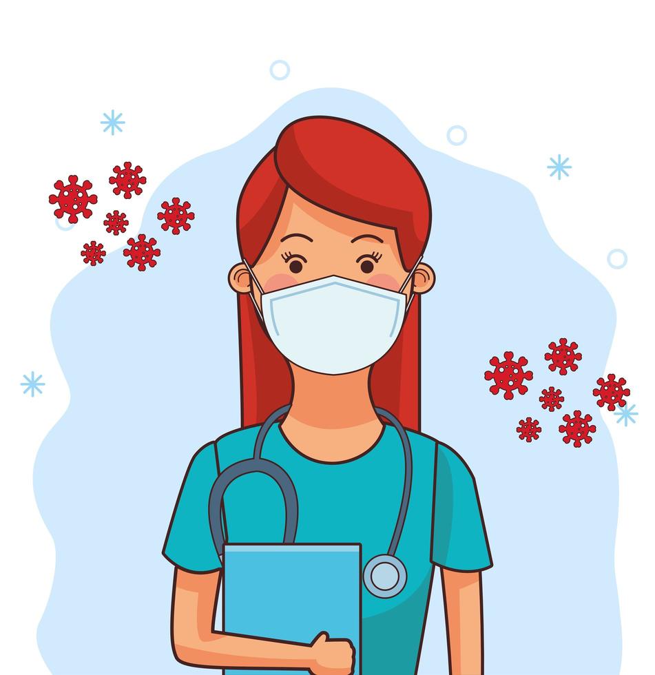 female doctor using face mask vector