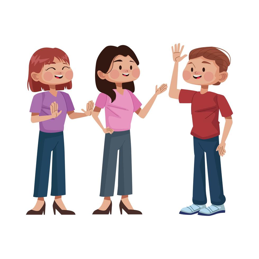 young people avatars characters icon vector