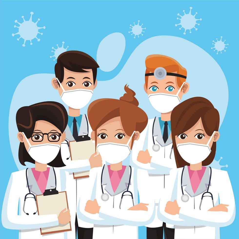 group of doctors wearing medical masks 1972509 Vector Art at Vecteezy