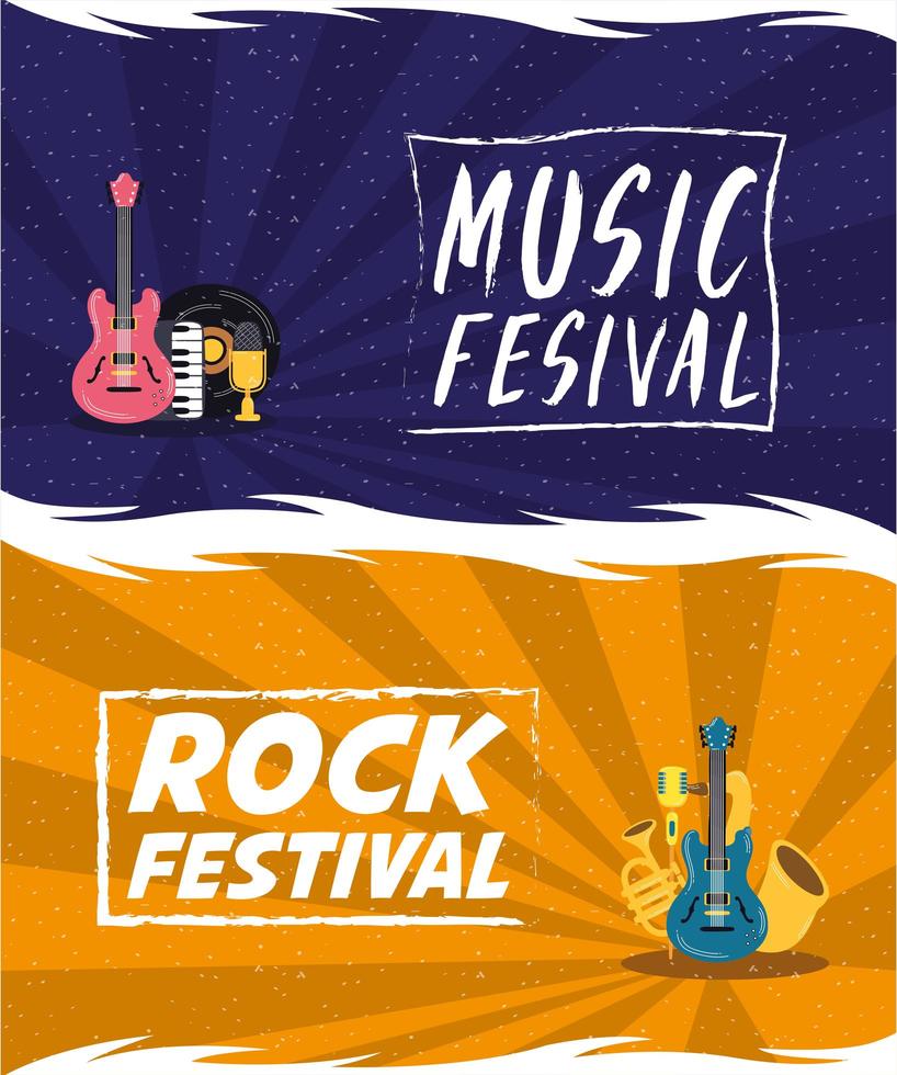 music festival entertainment invitation poster set vector