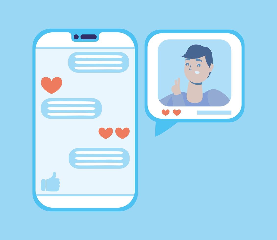 Technology design with man on smartphone vector