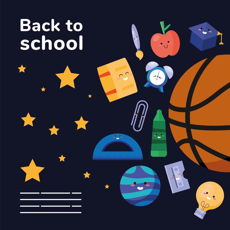 back to school lettering poster template vector