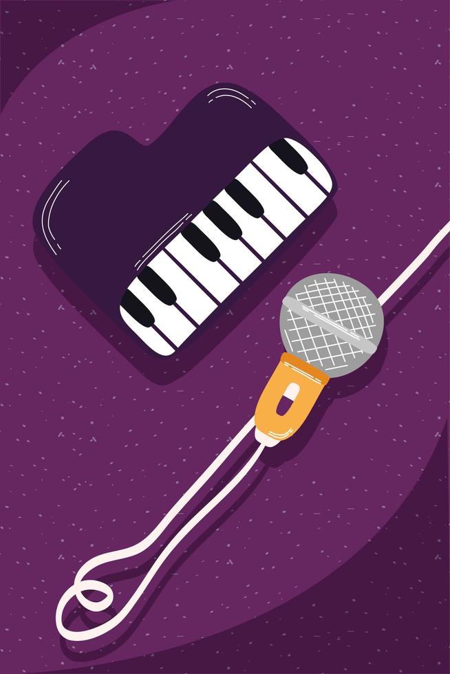 piano music instrument and microphone vector