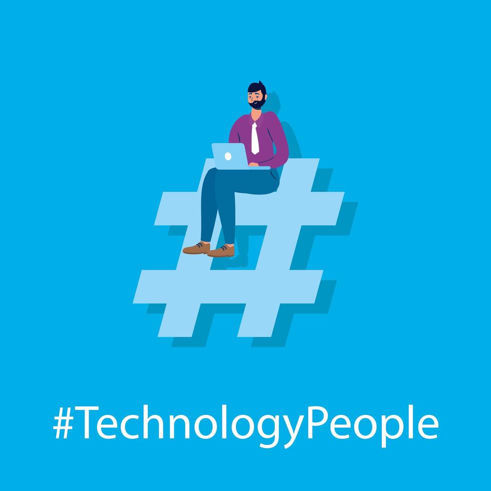 Technology design with man with laptop vector