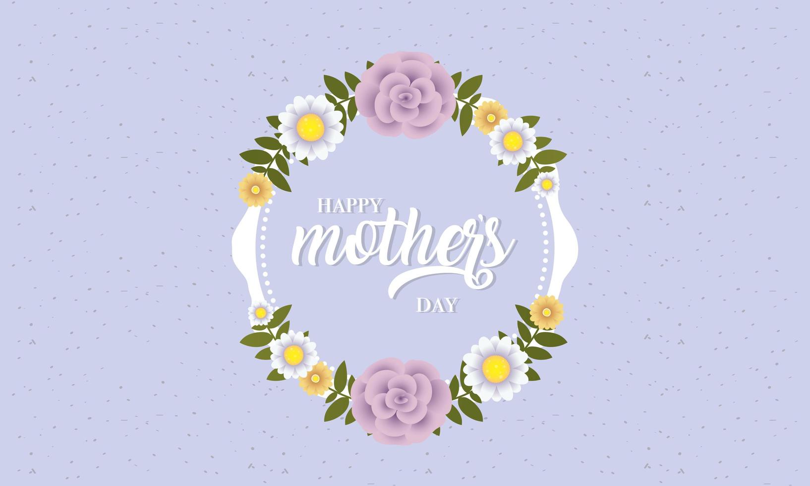 happy mothers day card with floral circular frame vector