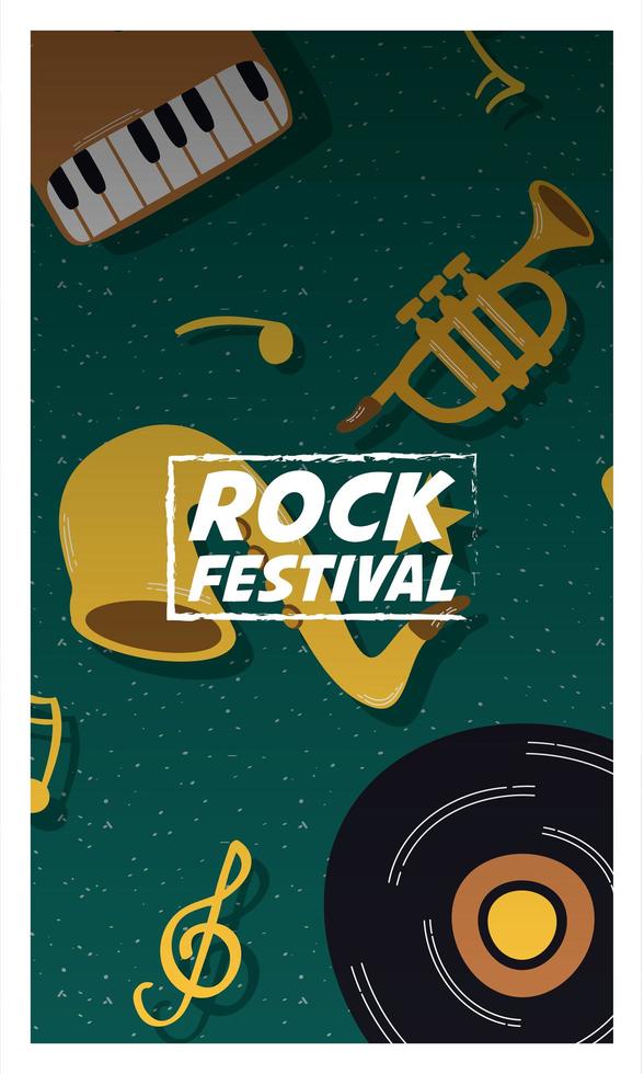 cartel de invitación de entretenimiento del festival de rock vector