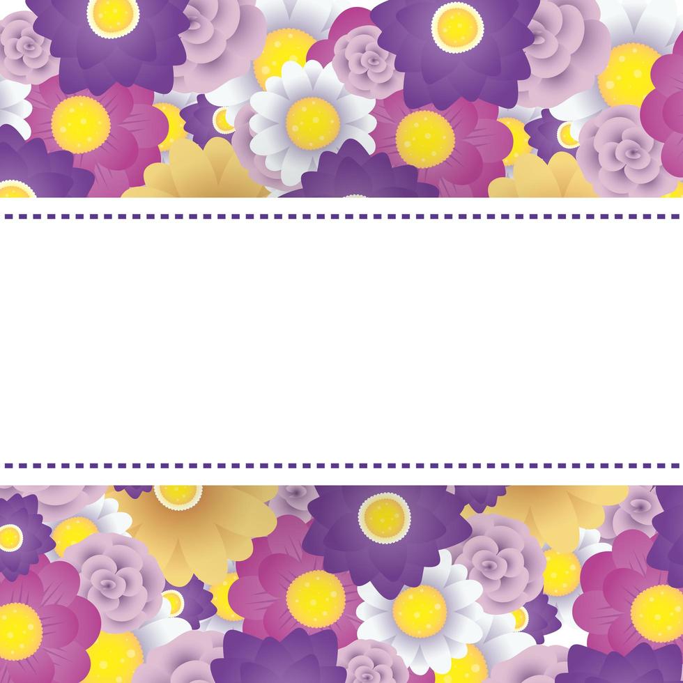floral decorative card template with square frame vector