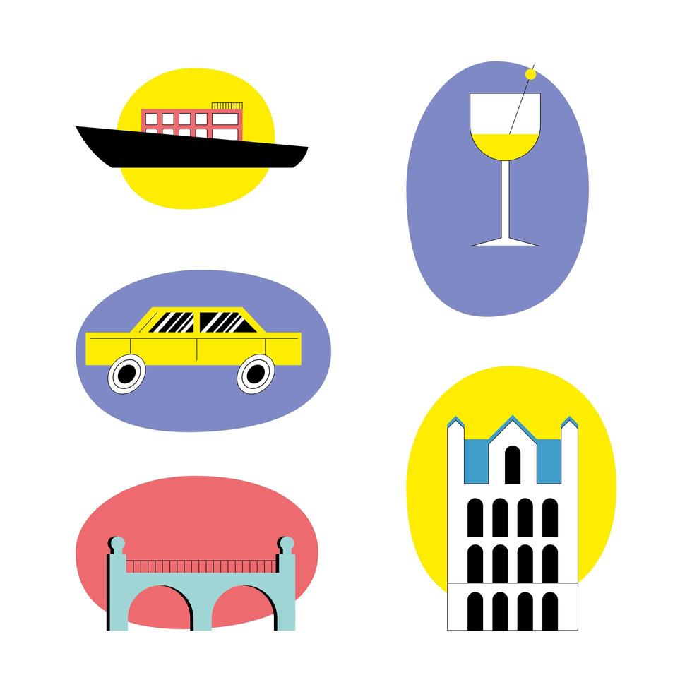 bundle of vacation icons vector