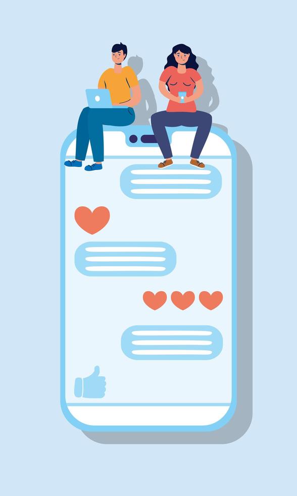 Technology design of couple with smartphone vector