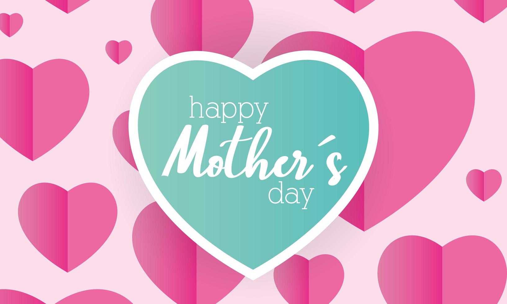 happy mothers day card with heart pattern vector