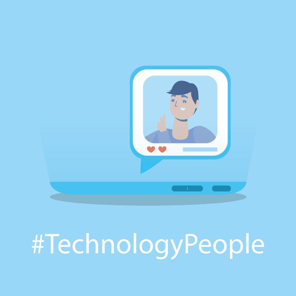 Technology design with man on smartphone vector