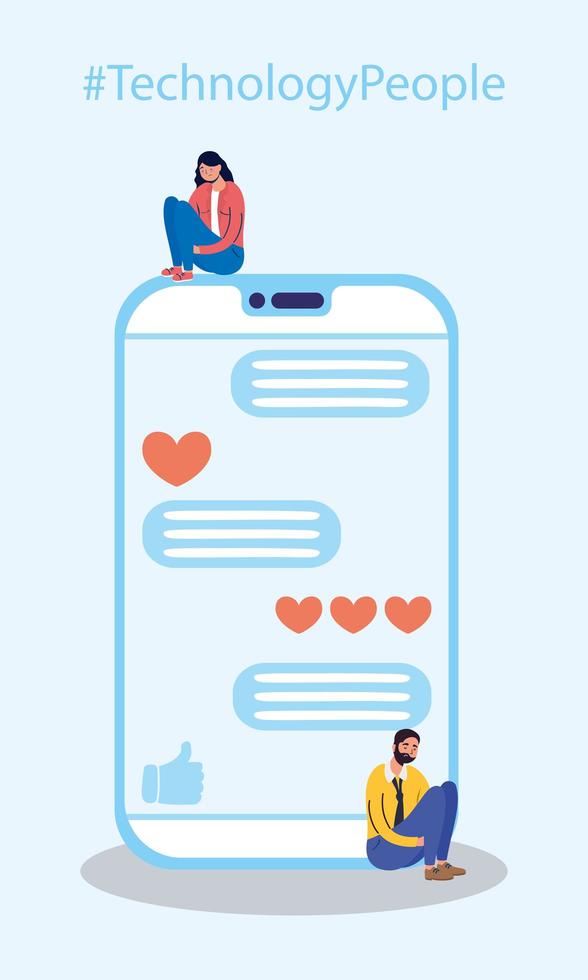 Technology design of couple with smartphone vector