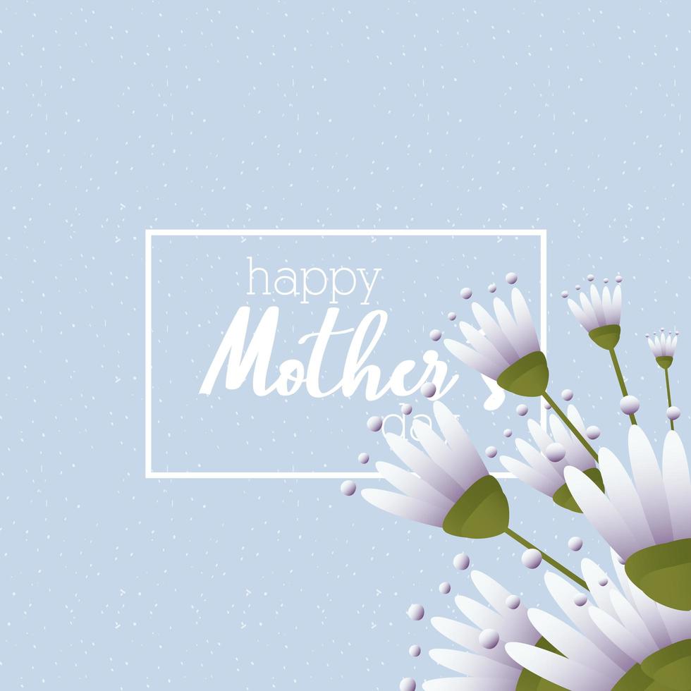 happy mothers day card with floral square frame vector