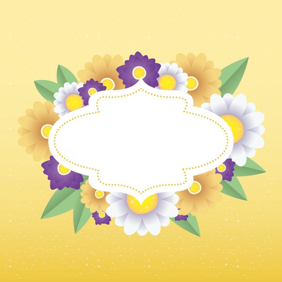 floral decorative card template with elegant frame vector