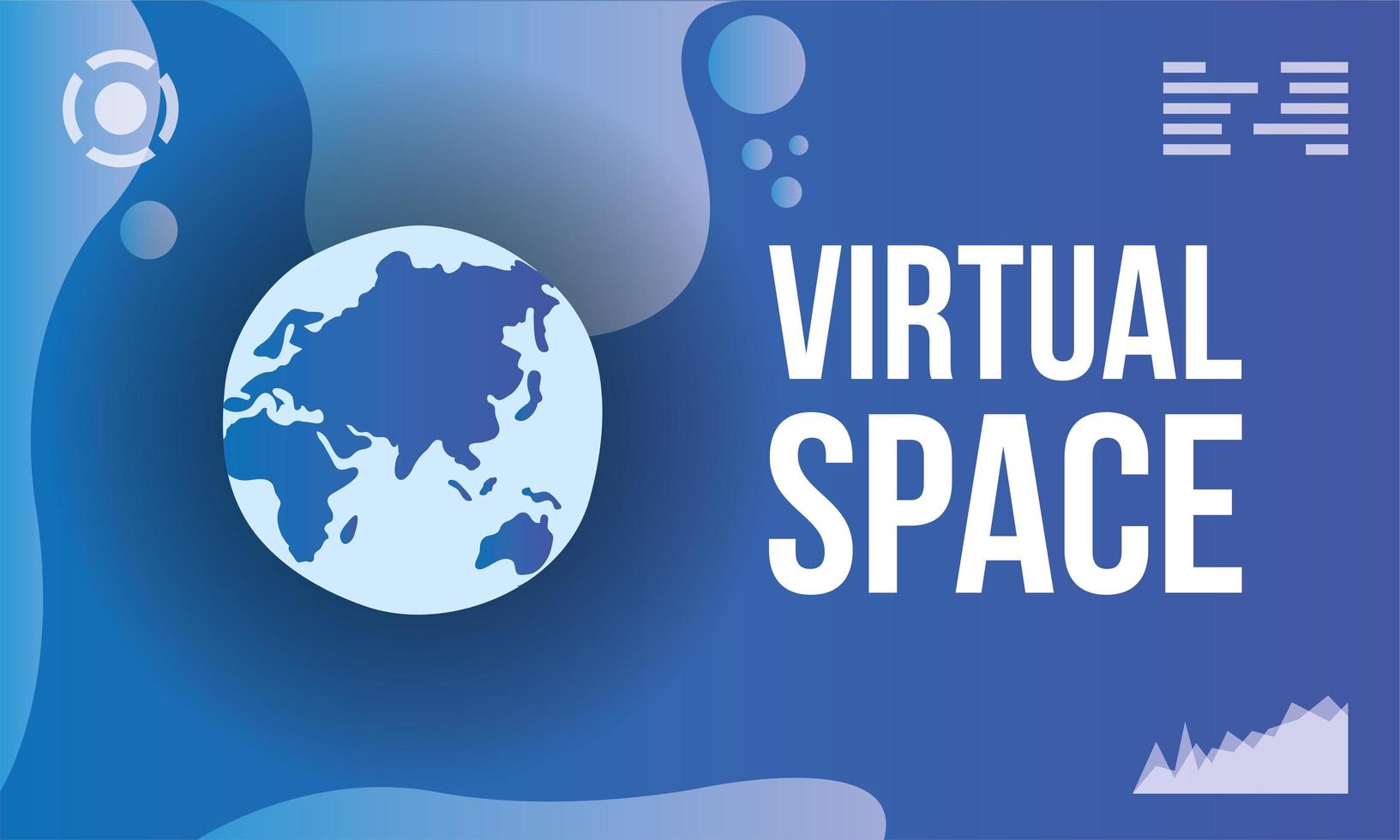 virtual space scene with planet earth vector