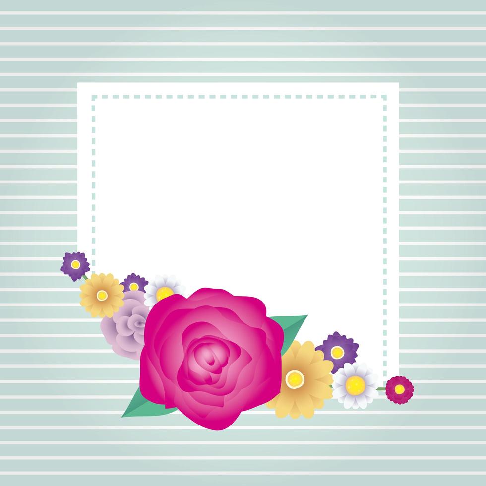plantilla de tarjeta decorativa floral con marco cuadrado vector