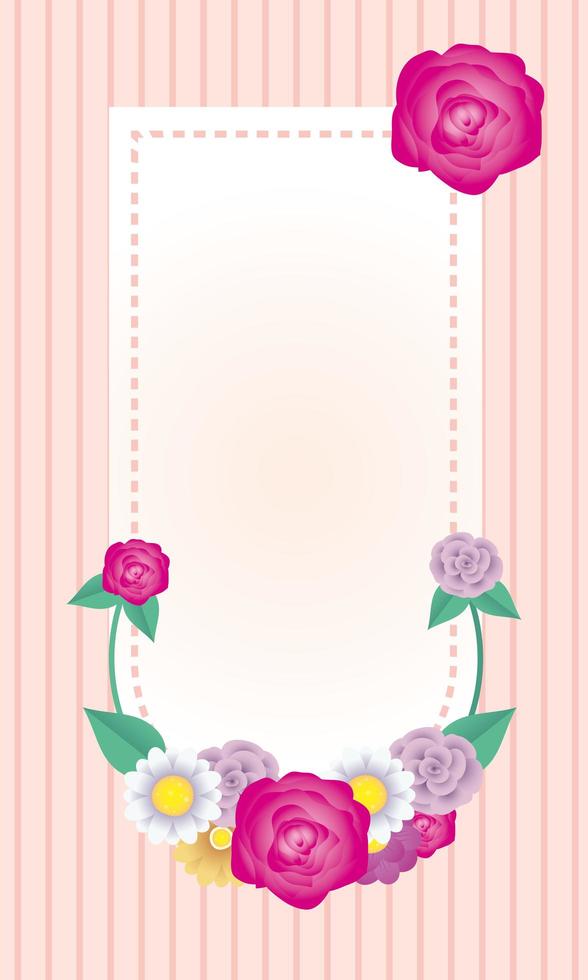 floral decorative card template with square frame vector