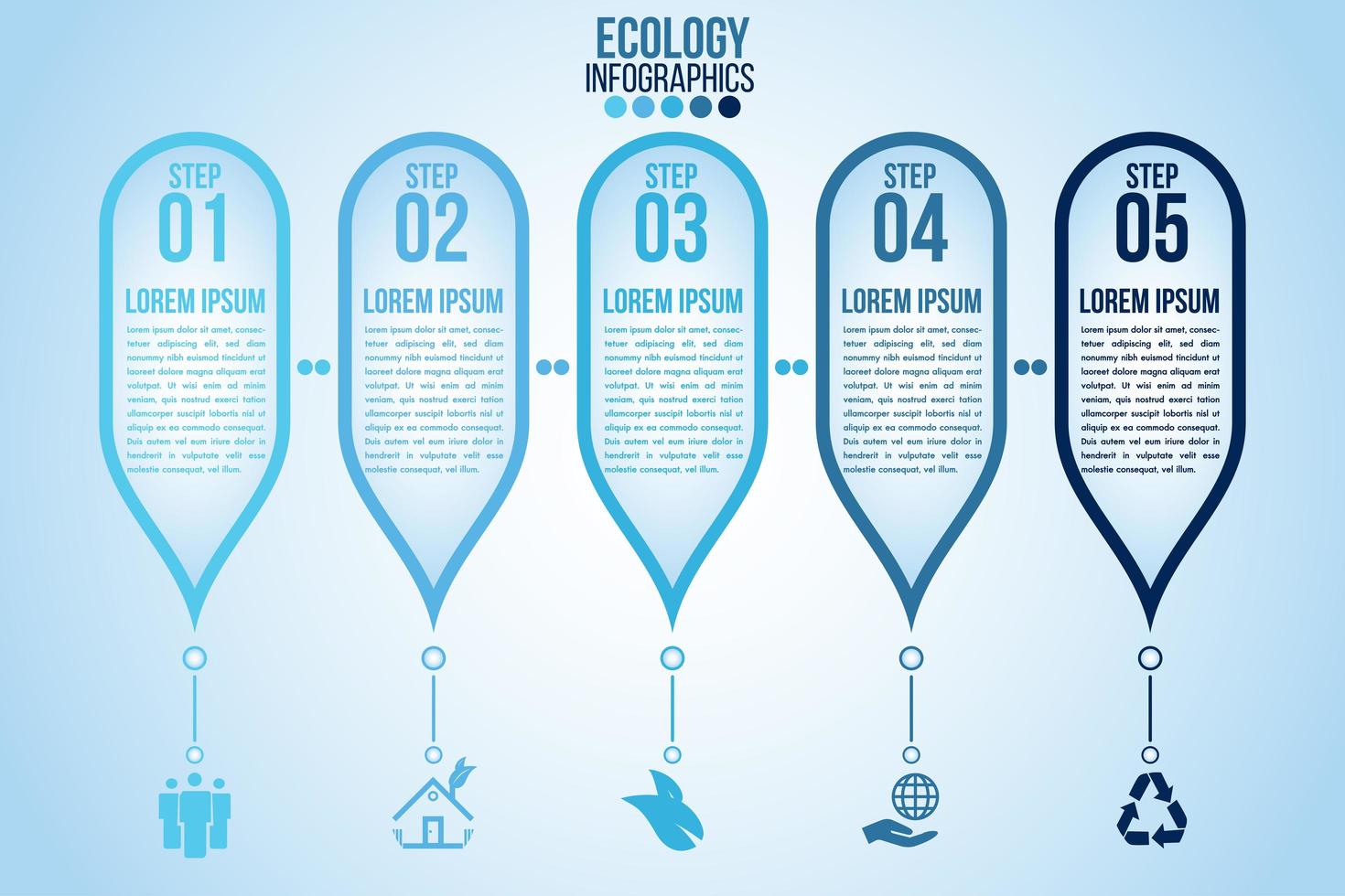 infografía eco agua azul elementos de diseño proceso 4 pasos vector