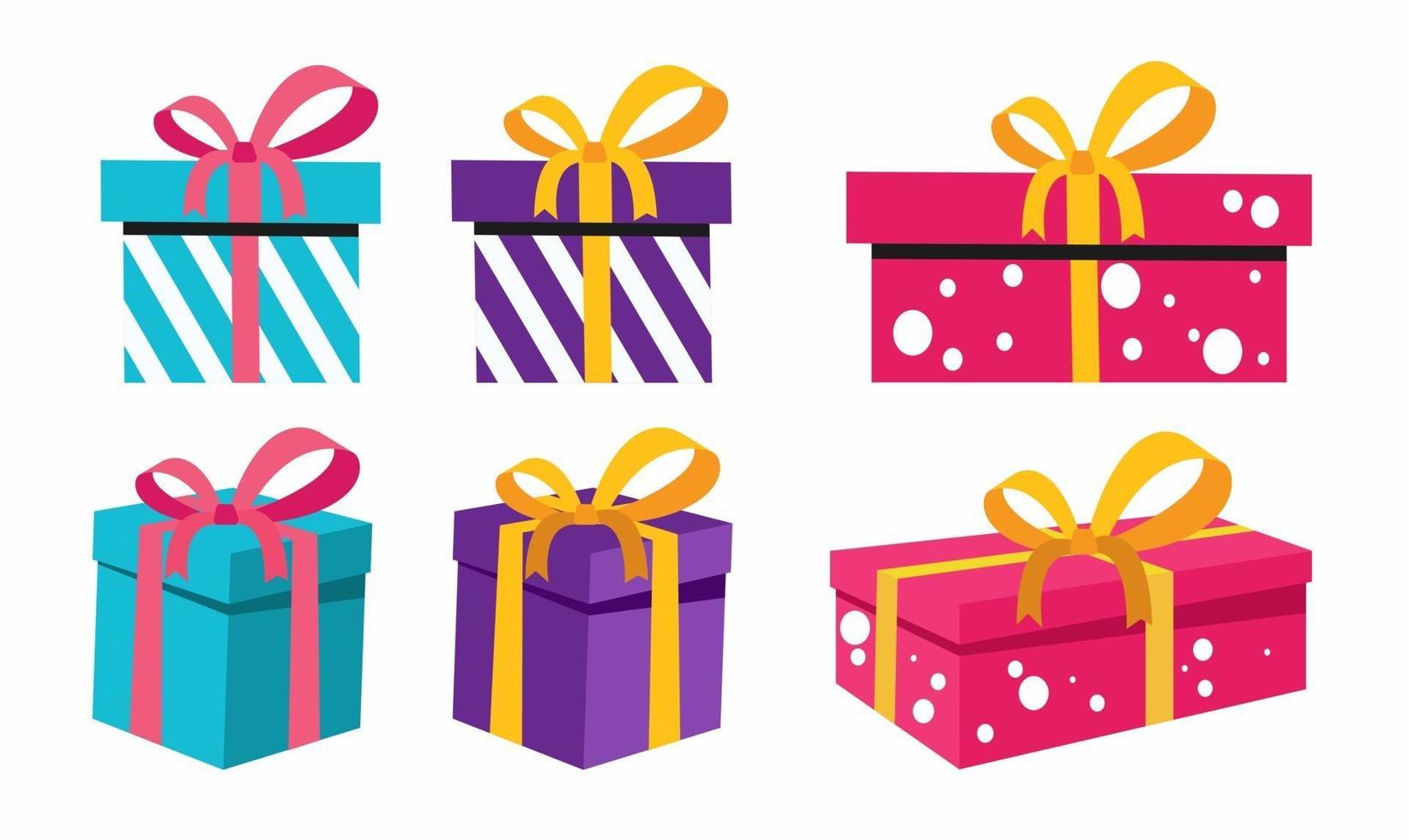 set de cajas de regalo. ilustración vectorial plana para vacaciones o sorpresa vector