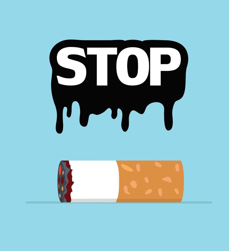 Stop Smoking sign with Cigarette butt vector
