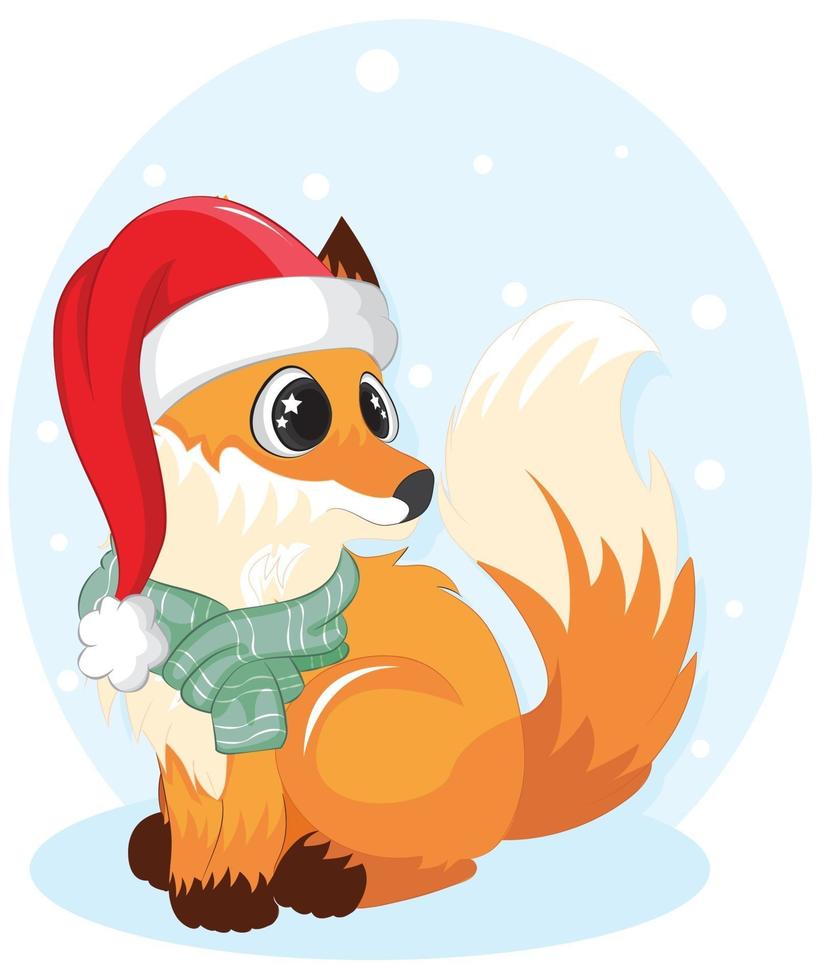 Cute Fox with santa hat and scarf vector