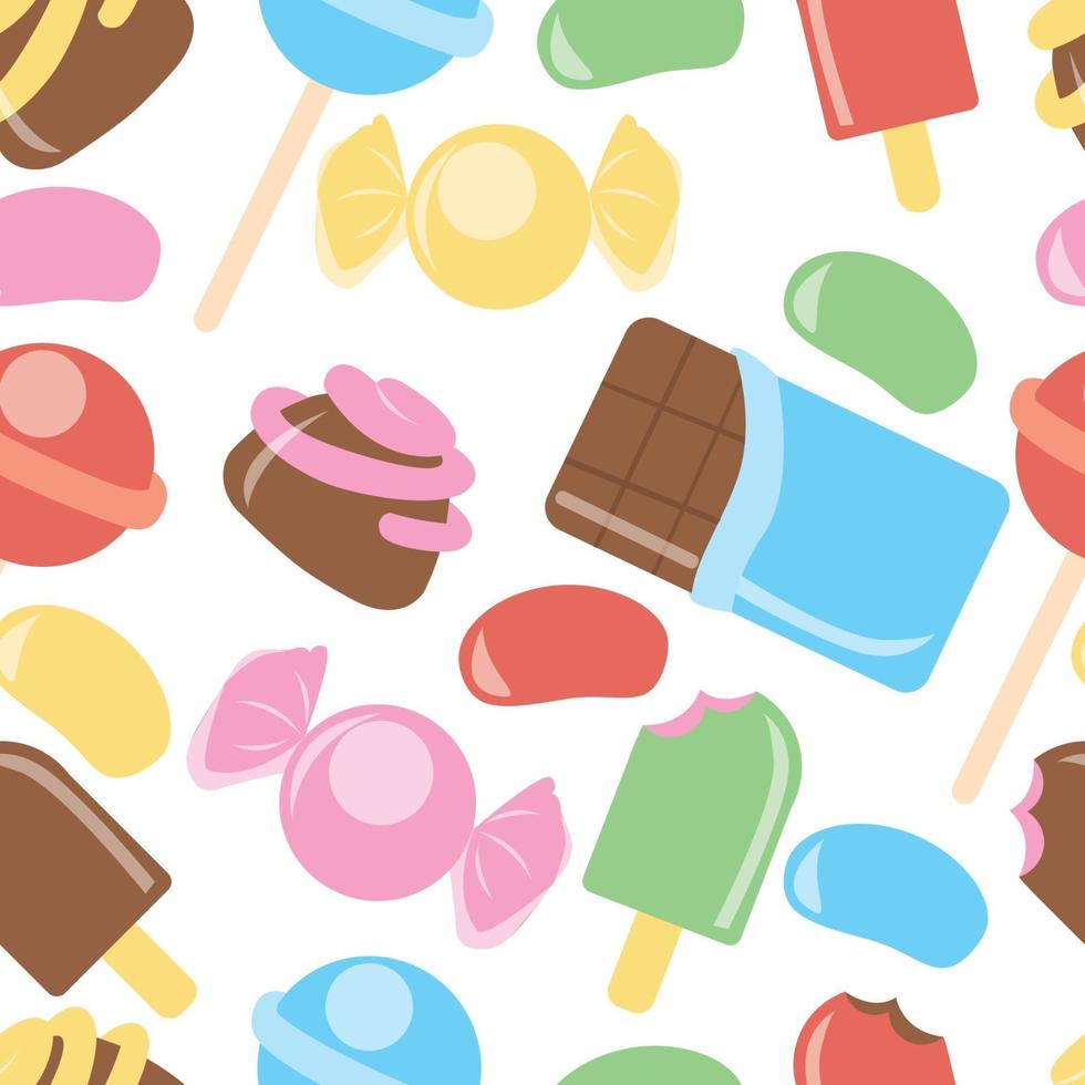 patrón sin fisuras con dulces, donuts helado dulce y otros elementos. vector