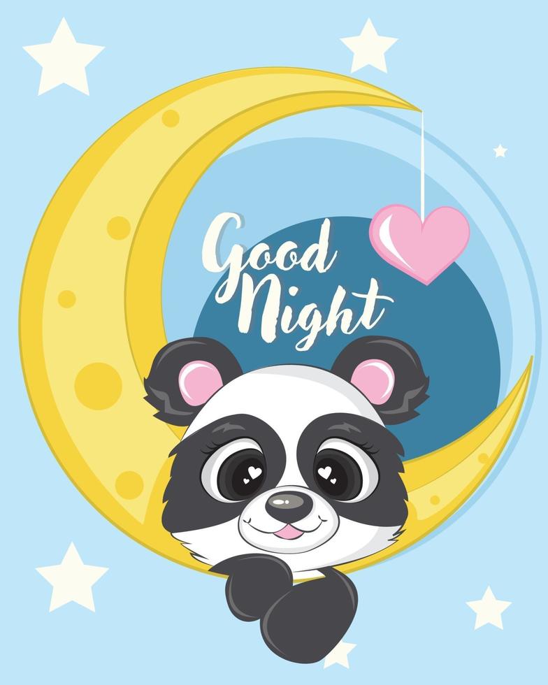 buenas noches panda ilustración vector