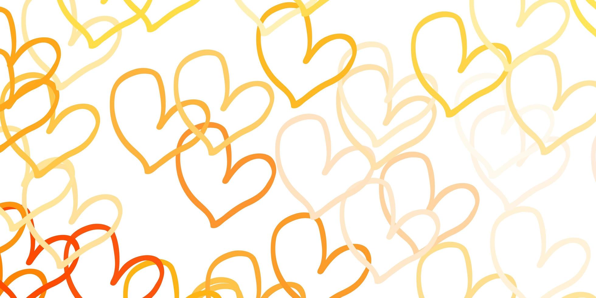 Light Orange vector background with hearts.