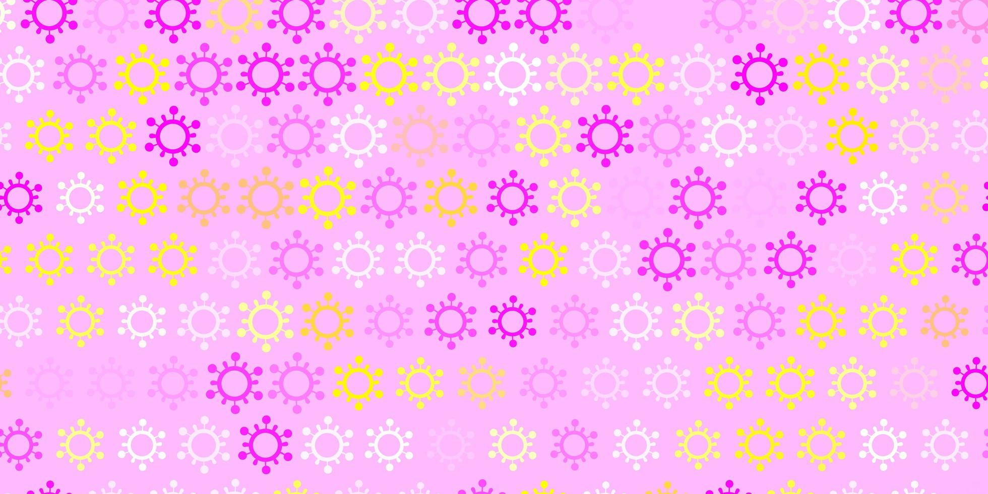 textura de vector rosa claro, amarillo con símbolos de enfermedades.