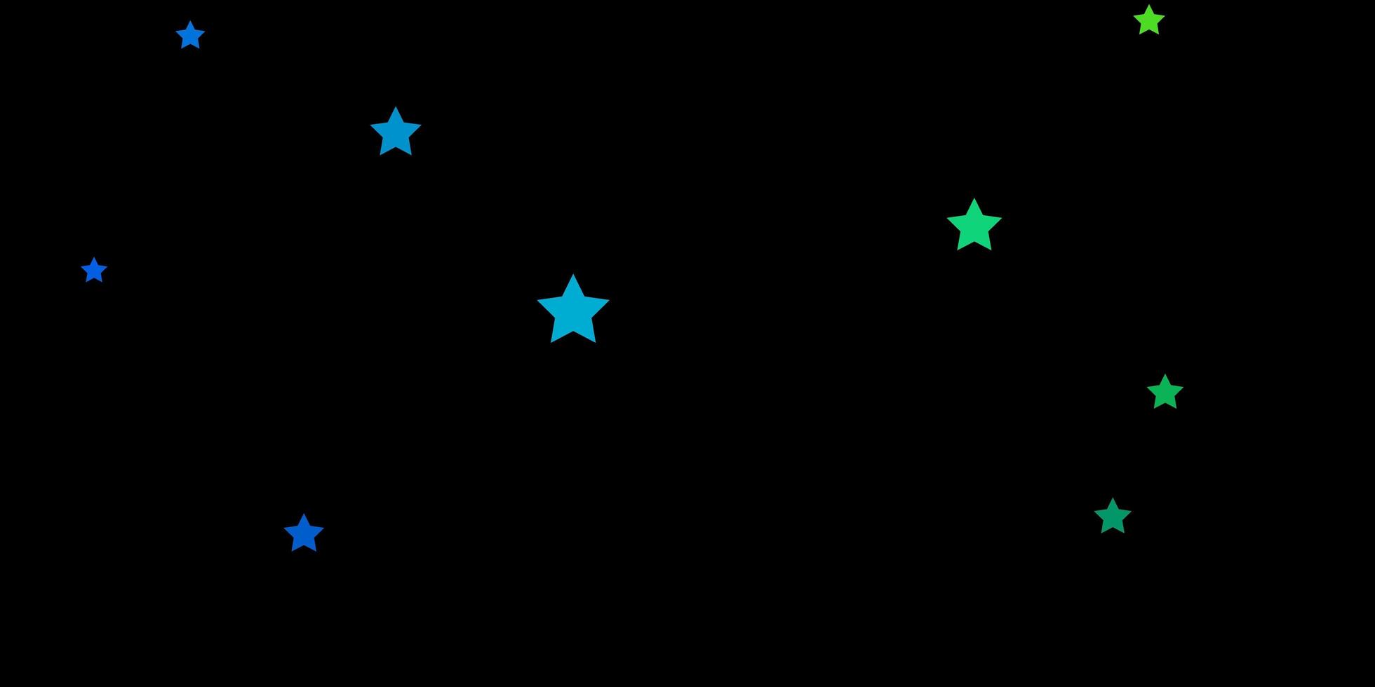 Fondo de vector azul oscuro, verde con estrellas pequeñas y grandes.