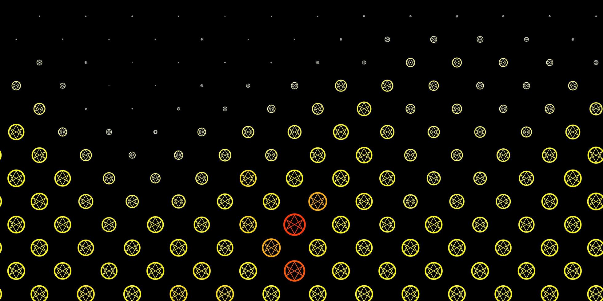 patrón de vector naranja oscuro con elementos mágicos.