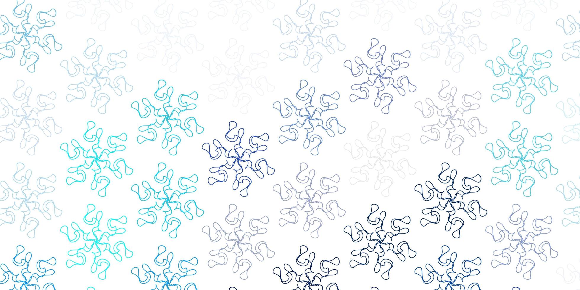 Light blue vector doodle pattern with flowers.