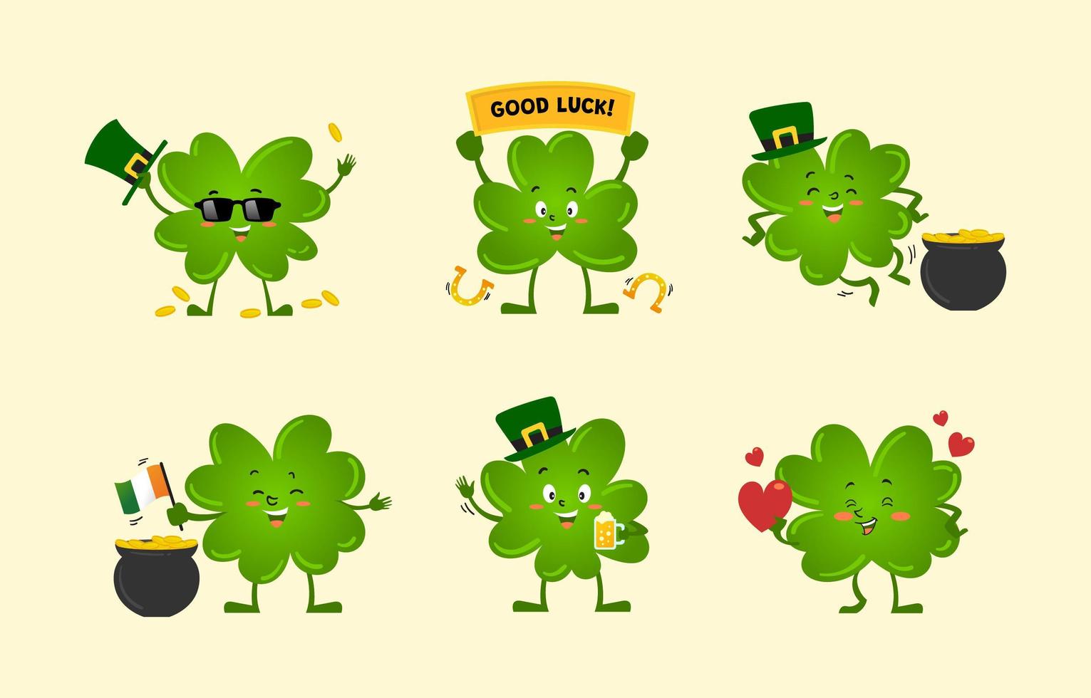 Set of Shamrock Stickers vector