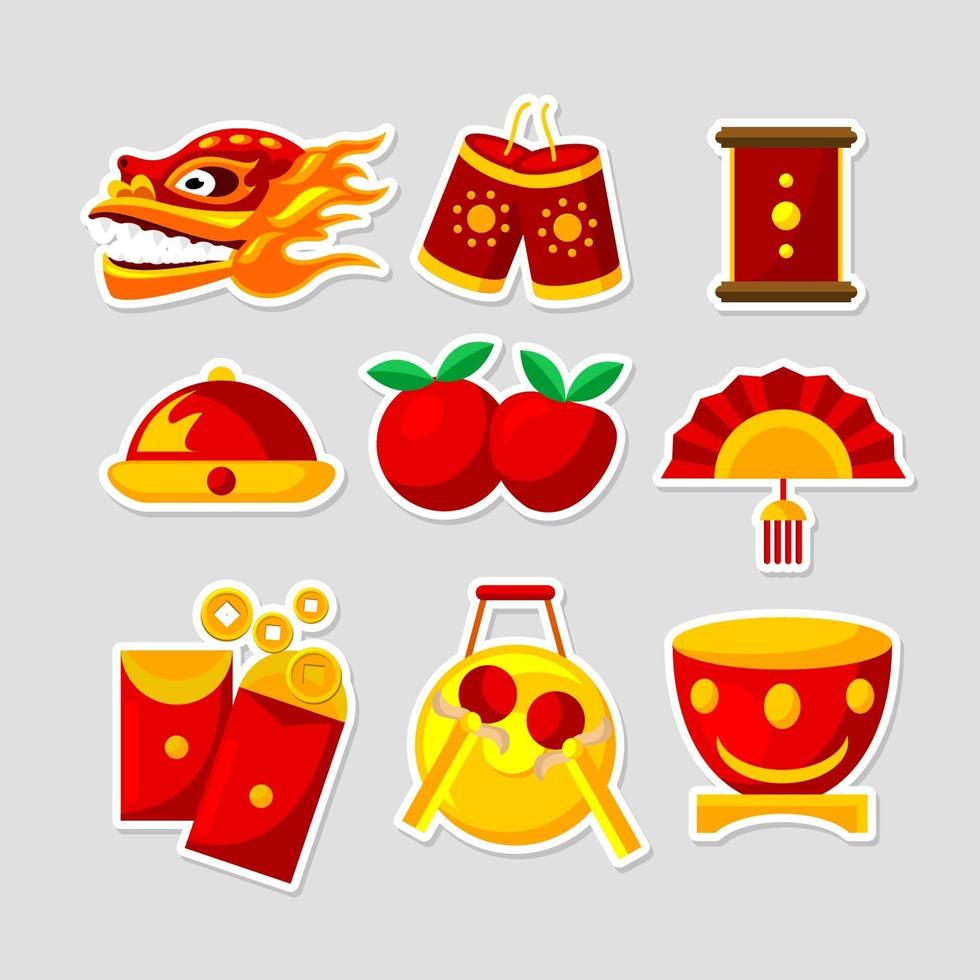 Chinese New Year Festivity Sticker Collection vector