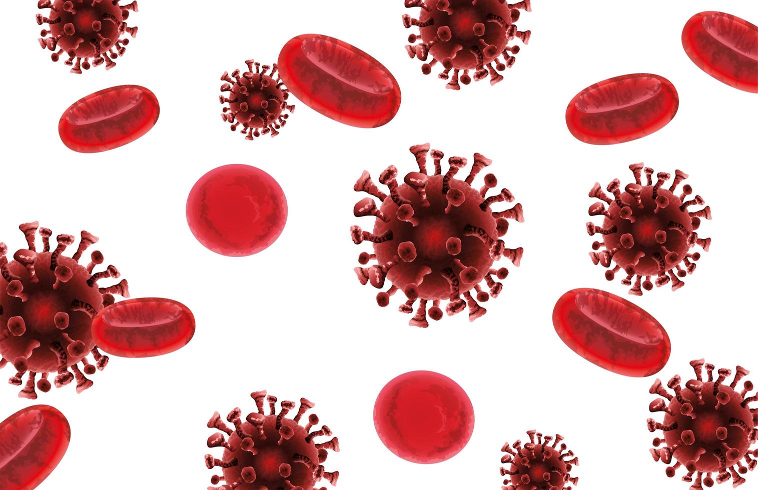 corona virus particles and blood background vector