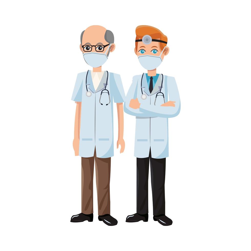 male doctors using medical masks vector