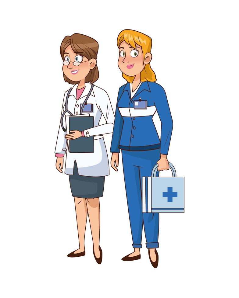 personajes de avatares médicos profesionales y paramédicos vector