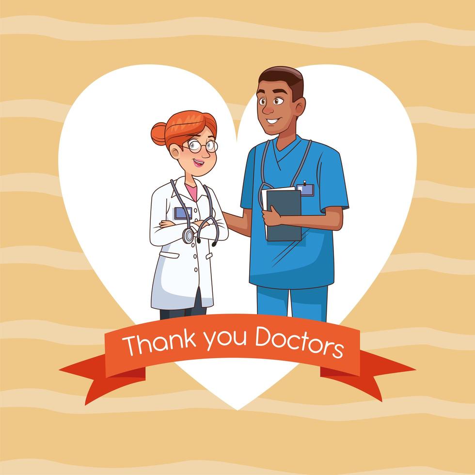 professional doctor and surgeon couple characters vector